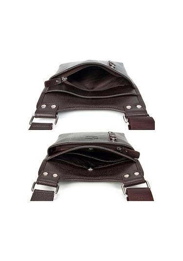 Erkek Hediye Postacı Hakiki Deri Kahverengi Çanta Kangaroo 8701K