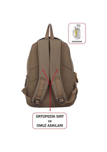 Dada Okul Sırt Çantası Kahverengi Ortaokul Lise Geniş İç Hacim Ortopedik Su Geçirmez Kumaş Kahverengi