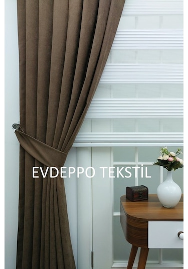 Taç Soft Kahve Fon Perde Kahverengi