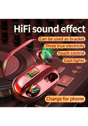 T2 Bluetooth 5.0 Tws Dokunmatik Dijital Ekran Şarj Kutusu İle Gerçek Kablosuz Bluetooth Kulaklık Beyaz