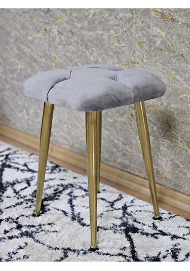 Kare Gold Kaplama Konik Ayaklı Tabure - Oturak - Bar Taburesi - A Çok Renkli