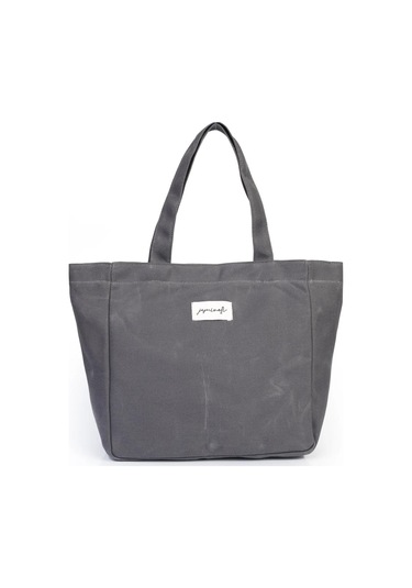 Jasminelli Uzun Saplı Kanvas Kol Çantası Büyük Boy Mıknatıslı Gri GRİ Gri