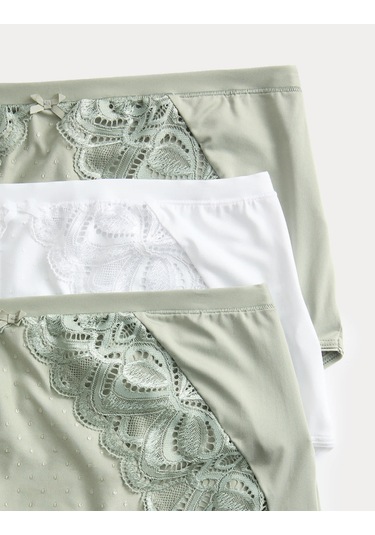 Marks & Spencer 3'lü Amelia Dantelli Full Brief Külot Yeşil