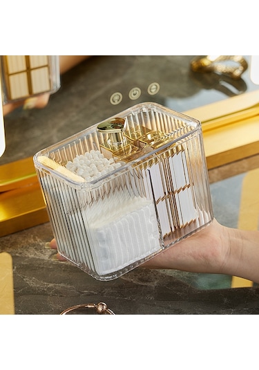 Şeffaf Yeşil Pamuklu Çubuk Kutusu, Kozmetik Pamuk Saklama Kutusu, Toz Geçirmez Ve Şeffaf A