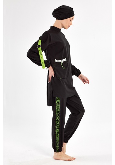 Spor Likra Tam Kapalı Tesettür Mayo Beth 1203 Siyah Siyah03 Siyah
