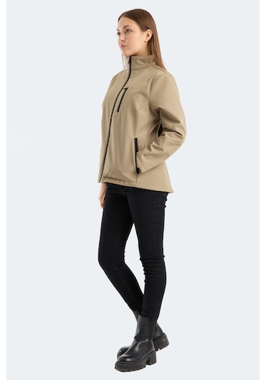 Slazenger Hıp Style Kadın Dik Yaka Fermuarlı Bej Mont & Kaban Bej