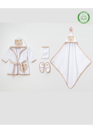Kedili Bornoz Takımı 1-2 Yaş Beyaz