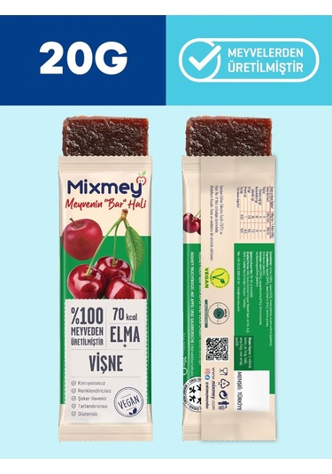 Mixmey Vişne Şöleni Meyve Barı – 12 Adet | Sağlıklı Atıştırmalıklar – Glutensiz, Koruyucusuz - 12 Adet