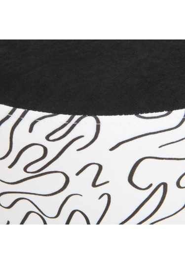 Just Home Sepia Silindir Desenli Puf - Beyaz / Siyah - 42x40x40 Cm Beyaz / Siyah