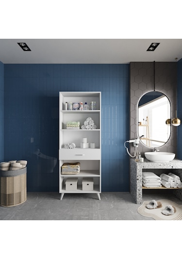 Mavera Çok Amaçlı Dolap Banyo Mutfak Kiler Dolabı Beyaz Beyaz
