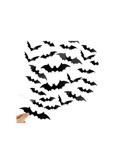 Mufunye Halloween 3d Gerçekçi Kanatlı Yarasa Sticker, Yeniden Kullanıma Uygun, Temiz Yüzeylere Uygulanabilir Dekoratif Dekal Diğer