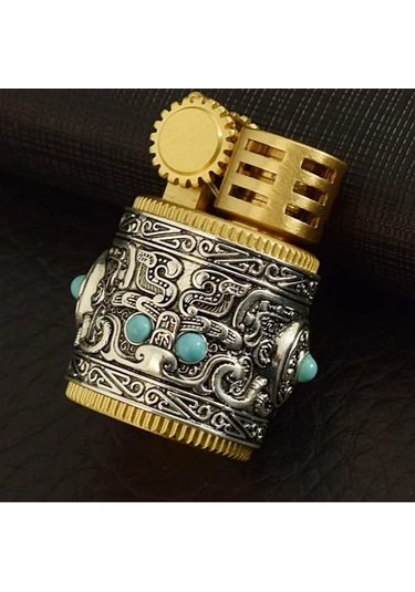 Mini Retro Sultan Benzinli İşlemeli Kadın Çakmak Metal