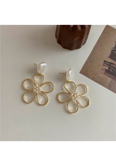 2023 Yeni Hong Kong Tarzı Basit İçi Boş Çiçek İnci Ünlü Atm Gold