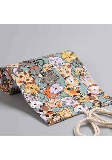 Agoodshop 72 Delikli Büyük Kapasiteli Rulo Kalemlik - Çok Renkli 3bp-yeşil