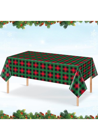 Homyl Yılbaşı Tek Kullanımlık Masa Örtüsü Tatil Su 1 Adet Küçük Kareli