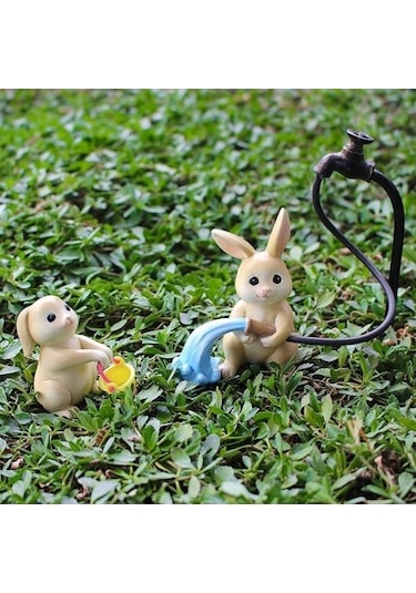 Lijinxu Reçine Heykel El Sanatları Tavşan Heykeli Mikro Manzara