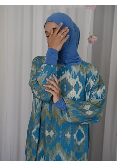 Hicablı Müslüman Namaz Elbisesi 236872625 Mavi