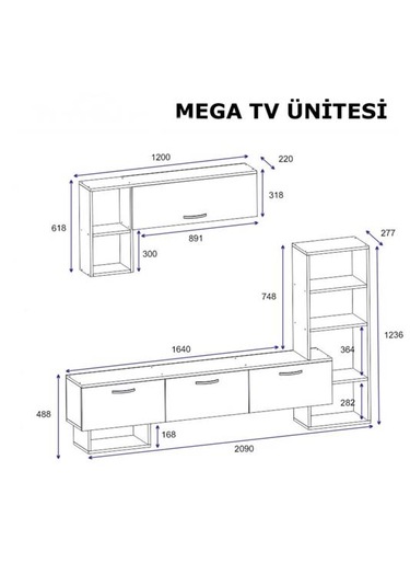 Tv Ünitesi Star Çırağan Mermer Desen 209 Cm