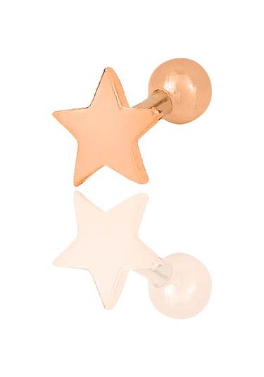Gümüş Rose Yıldız Modeli Tragus Helix Piercing Küpe Barcode Gümüş - Çok Renkli