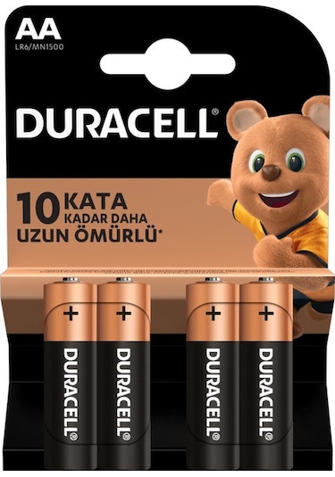 Duracell Alkalin AA Kalem Pil 1,5V 4'lü Paket (LR6 / MN1500)
