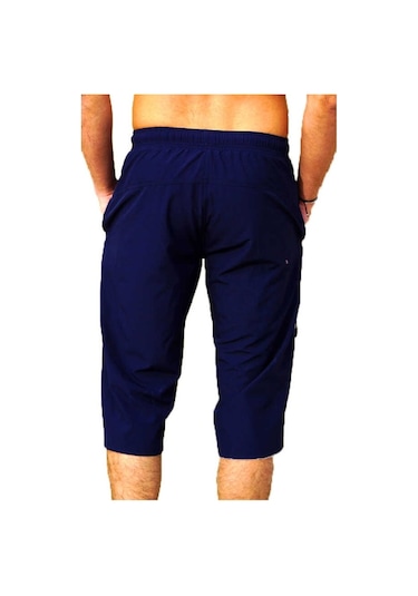 Lacivert Su İtici Özellikli Diz Altı Düz Renk Erkek Kapri Mayo