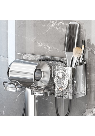 Qingmipy Banyo Fön Makinesi Rahatlıkla Saklanır - Delmezsiz Duvar Takımı, Plastik Malzeme,简约 Tasarım, Hem Fön Hem Havlu Kurutma, Kucuk Odalar İçin Uygun Süt Beyaz-gümüş Diğer