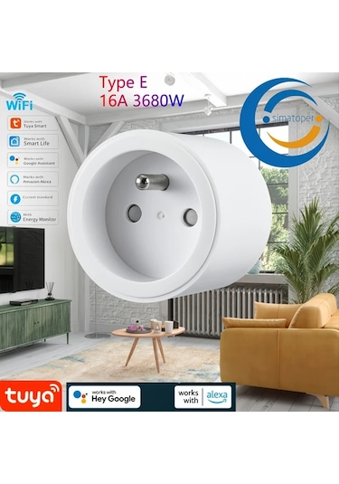 Xuweiwei Kanuni Wifi Akıllı Soket Beyaz 1 Paket 16a Sarı Graffiti Uygulaması