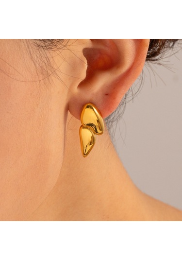 Şık 18 Ayar Altın Paslanmaz Çelik Küpeler Şalgam Küpeler Küpeler Altın Kaplama Küpeler Diğer