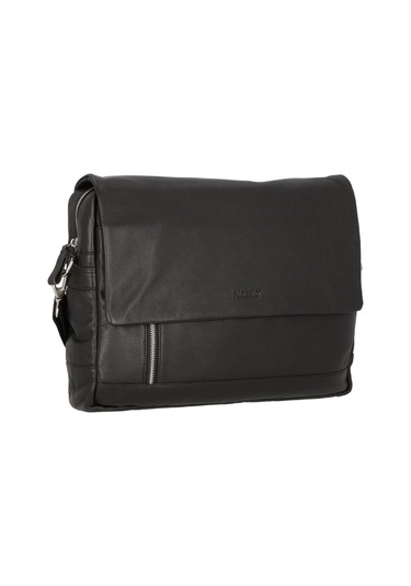Alassio Oro Messenger 38 Cm Siyah Deri Laptoplu Omuz Çantası