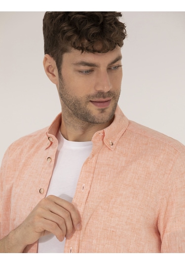 Pierre Cardin Erkek Turuncu Desenli Gömlek 50265119-vr051 Turuncu