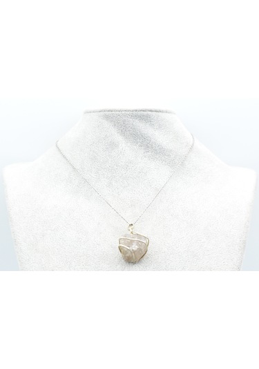 Murty99 Hakiki Doğal Dumanlı Kuvars Taşı Kolye Ucu Gri
