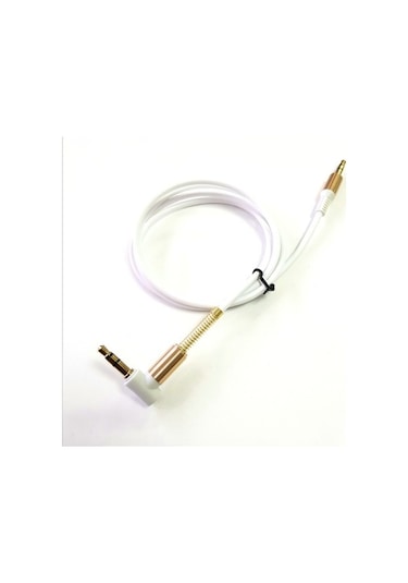 Electroon 3,5Mm Stereo Gold Jaklı Beyaz Silikon Aux Kablo 1Metre