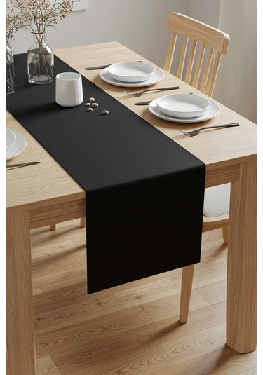 Yunusoğlu Home Siyah Şık Masa Runnerı 50x150 Cm Modern Ve Zarif Masa Örtüsü Runner Siyah