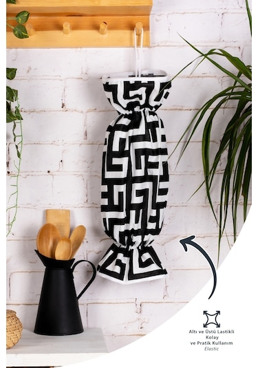 6 Parça Mutfak Seti & Mutfak Önlüğü , Fırın Eldiveni , 2li Tutacak , Organizer Poşetlik , Demlematiksiyah Labirent