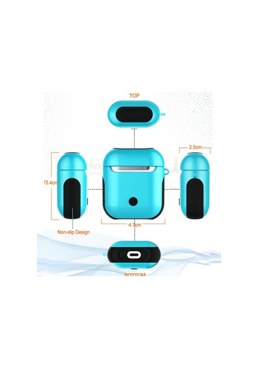 Vernikli Pc Bluetooth Kulaklık Kılıfı  Airpods Uyumlu 1/2 Bebek Mavisi İçin Anti-kayıp Saklama Çantası Mavi