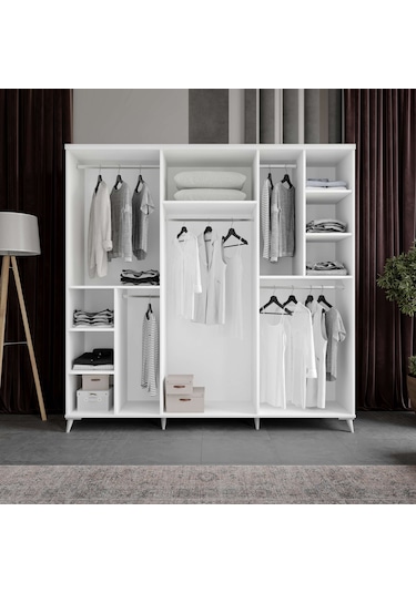 Guneystore Safir 6 Kapaklı Komple Mdf Beyaz Gardırop