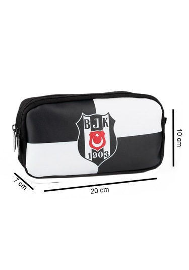 Beşiktaş 2 Bölmeli 1903 Logo Baskılı Suni Deri Anaokulu Çantası + Kalemlik Siyah