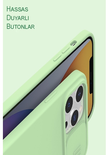 Apple Uyumlu  iPhone 12 Pro Max Kapak Kamera Korumalı Sürgülü Renkli Silikon Kılıf