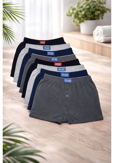 Seher Yıldızı Erkek Penye Boxer 8'li Set Çok Renkli