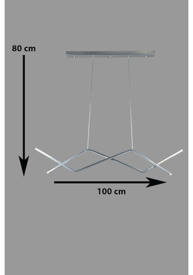 Utku Modern Tasarım Krom Renk Yemek Masası Üstü - Mutfak - Salon Beyaz Led 2 Li Avize Krom