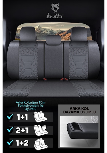 Füme - Füme Buttı Speedy Serisi Premium Oto Koltuk Kılıfı Ortopedik Destekli, Ön Arka Tam Set, Aırbag Uyumlu