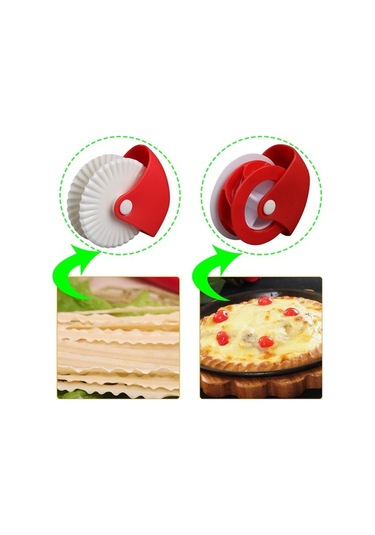 Pazly Kırmızı Plastik Hamur Kesici - Pizza, Pasta, Turta Dekoru - Pratik Mutfak Aleti - Kullanışlı Hamur Dekorasyonu Diğer