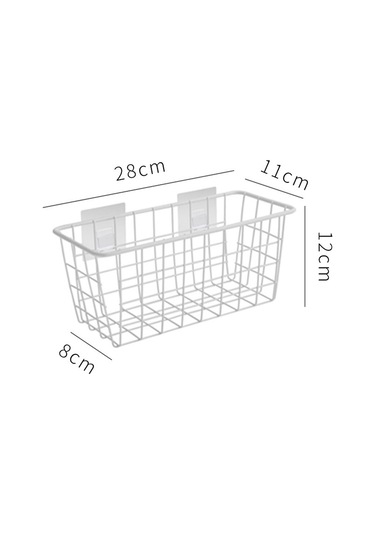 Teltree Duvarlı Demir Depolama Sepeti - Duş Ve Mutfak İçin Deliksiz Montajlı Organizer - Hafif Ve Dayanıklı Tasarım Beyaz Diğer