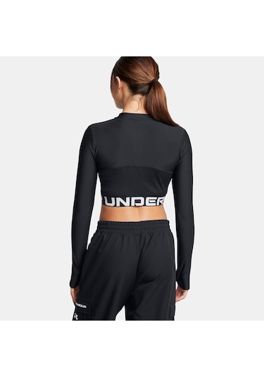 Under Armour Heat Gear Rib 1/4 Zipped Kadın Siyah Antrenman Üstü 1388692 Siyah