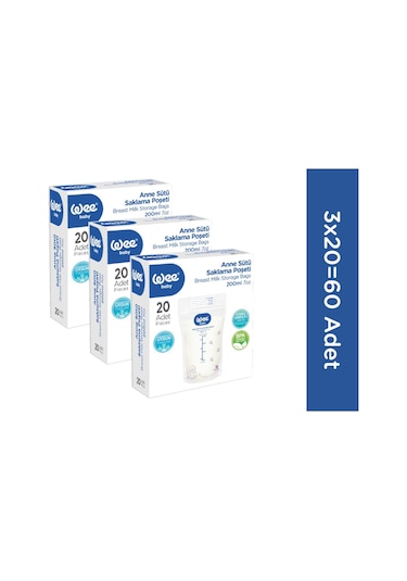 Wee Baby Süt Saklama Poşeti Seti (20x3 60 Adet)