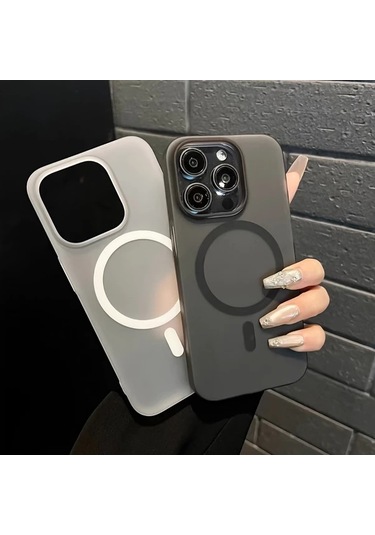 Fochsia Lüks Mat Manyetik Şeffaf iPhone Uyumlu 14 Pro Max Kılıf Sert Pc Kasa Kablosuz Şarj