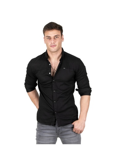 Deepsea Erkek Siyah Çıt Çıt Düğmeli Kot Gömlek 2300412 Siyah Deepsea Erkek Siyah Çıt Çıt Düğmeli Kot Gömlek 2300412 Siyah
