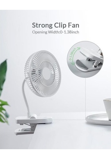 Klip Fan Taşınabilir Usb Arabası İle 4 Hızlar İle Sessiz Klip Mini Masa Fan 360 Dönebilen Pil Kumandalı Beyaz Fanlar Hstı6u Beyaz