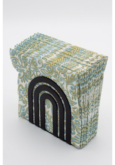 Metal Masa Üstü Sofra Dekoratif Siyah Peçetelik Siyah