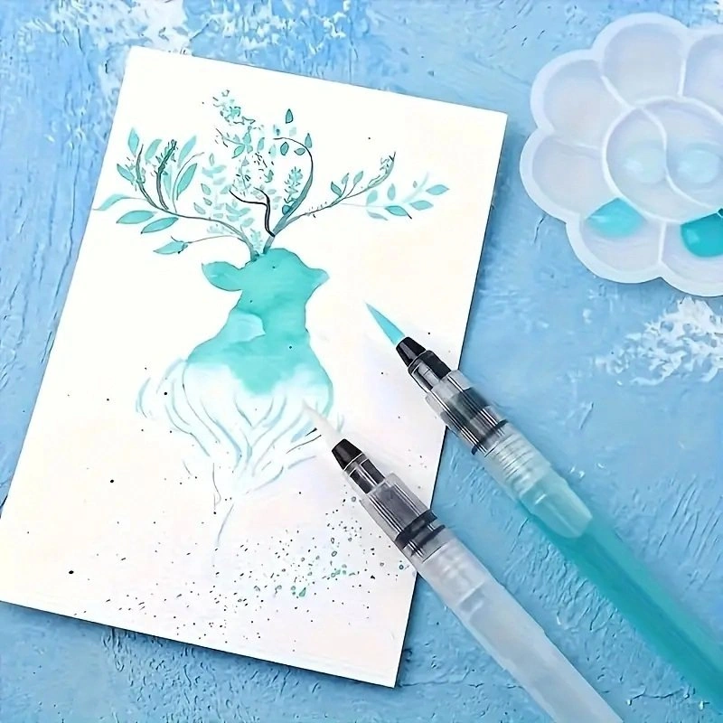 Fırça Uçlu, Brush Pen, Sulu Boya, Su Ve Mürekkep Hazneli, Boyama Kalem-s Beden